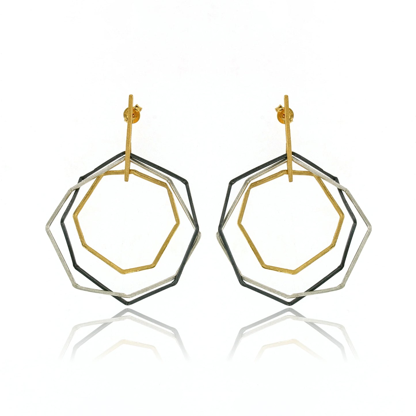 Mysterium Collection Black & Gold Octagon Earrings