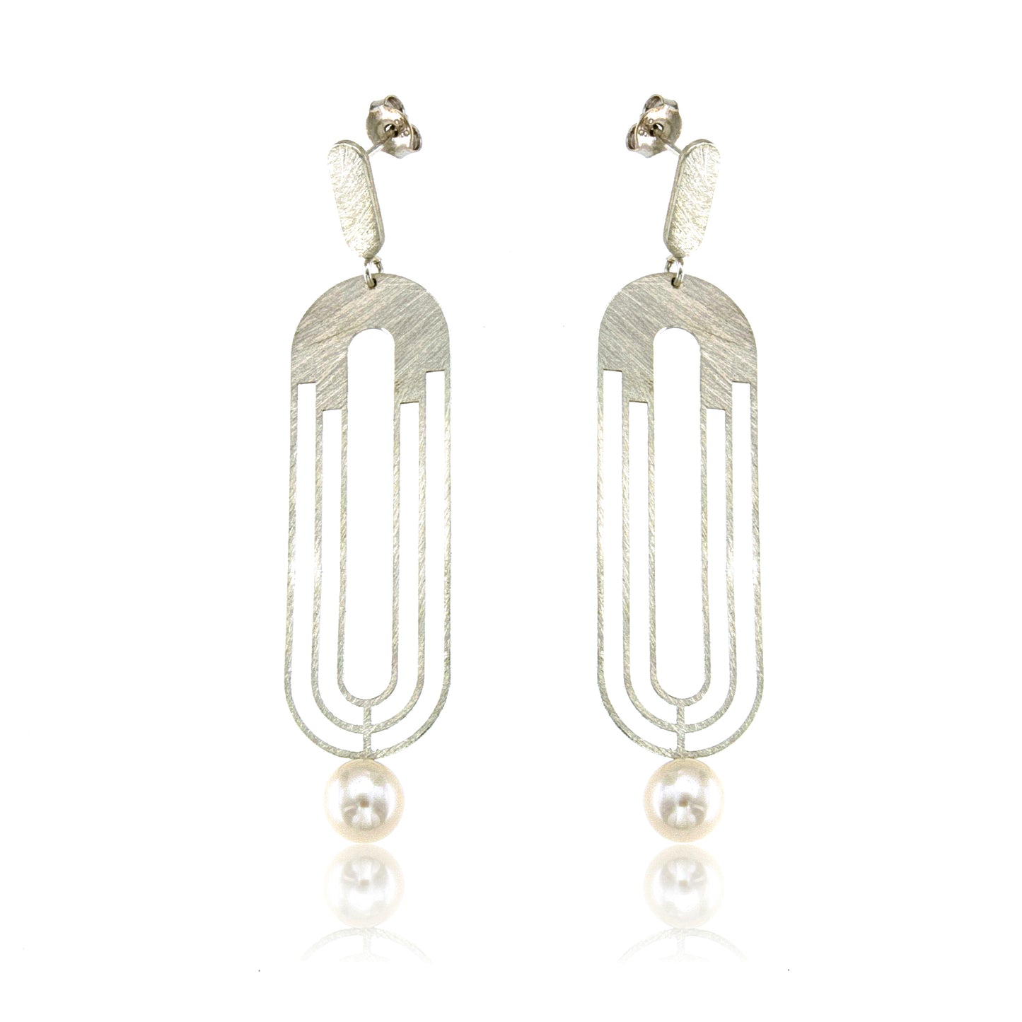 Mysterium Collection Sterling & Pearl "Art Deco" Earrings
