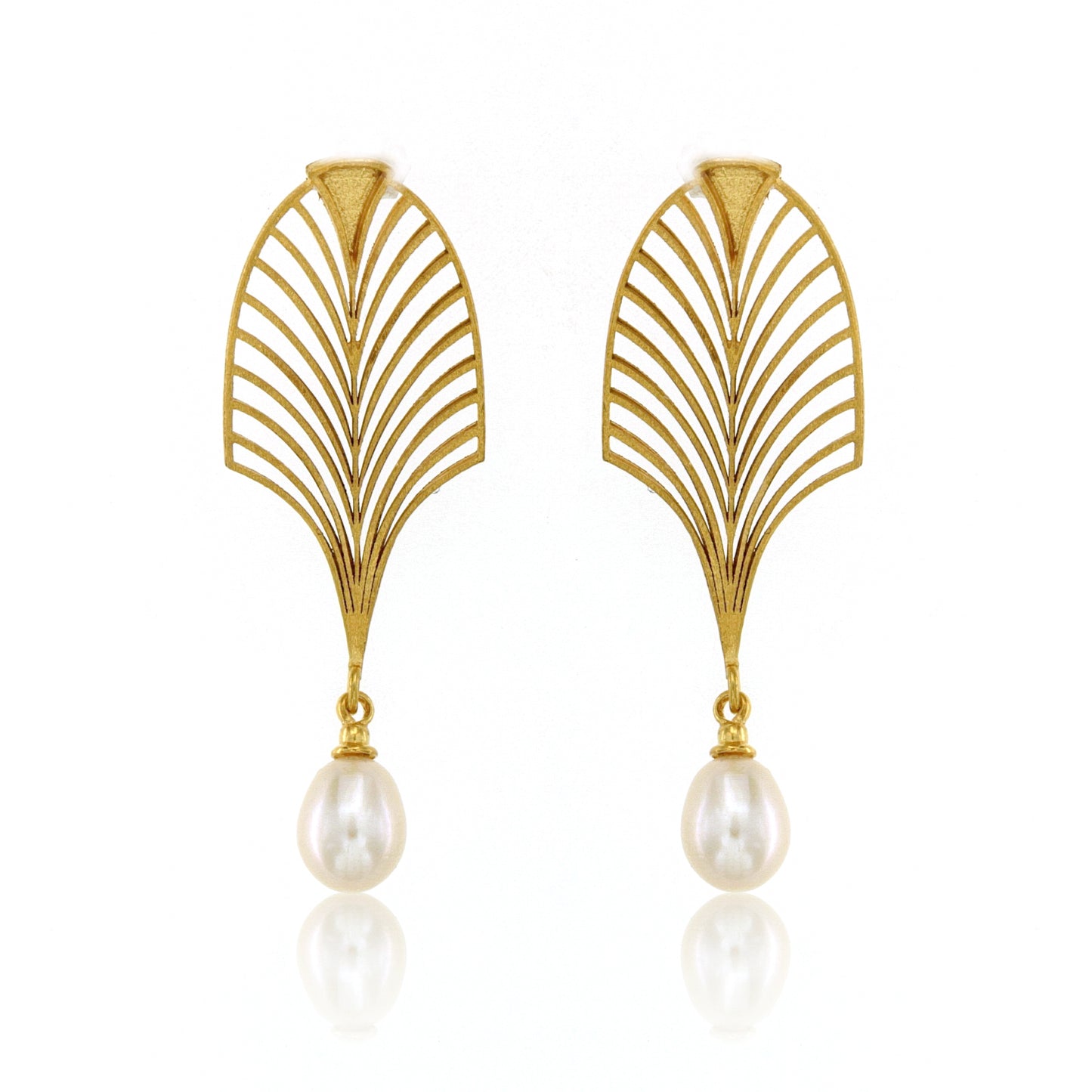 Mysterium Collection Gold & Pearl "Art Deco" Earrings