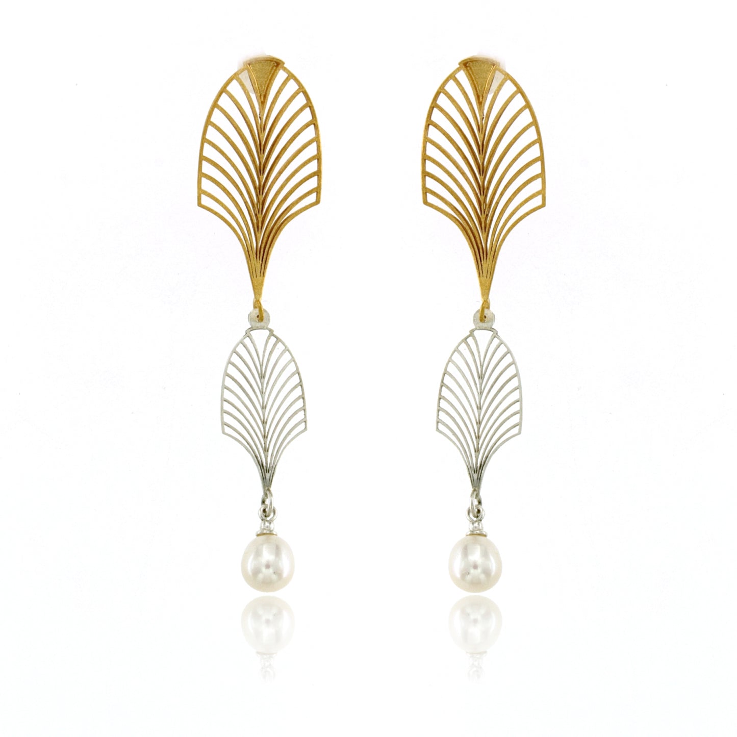 Mysterium Collection Gold & Pearl "Art Deco" Earrings