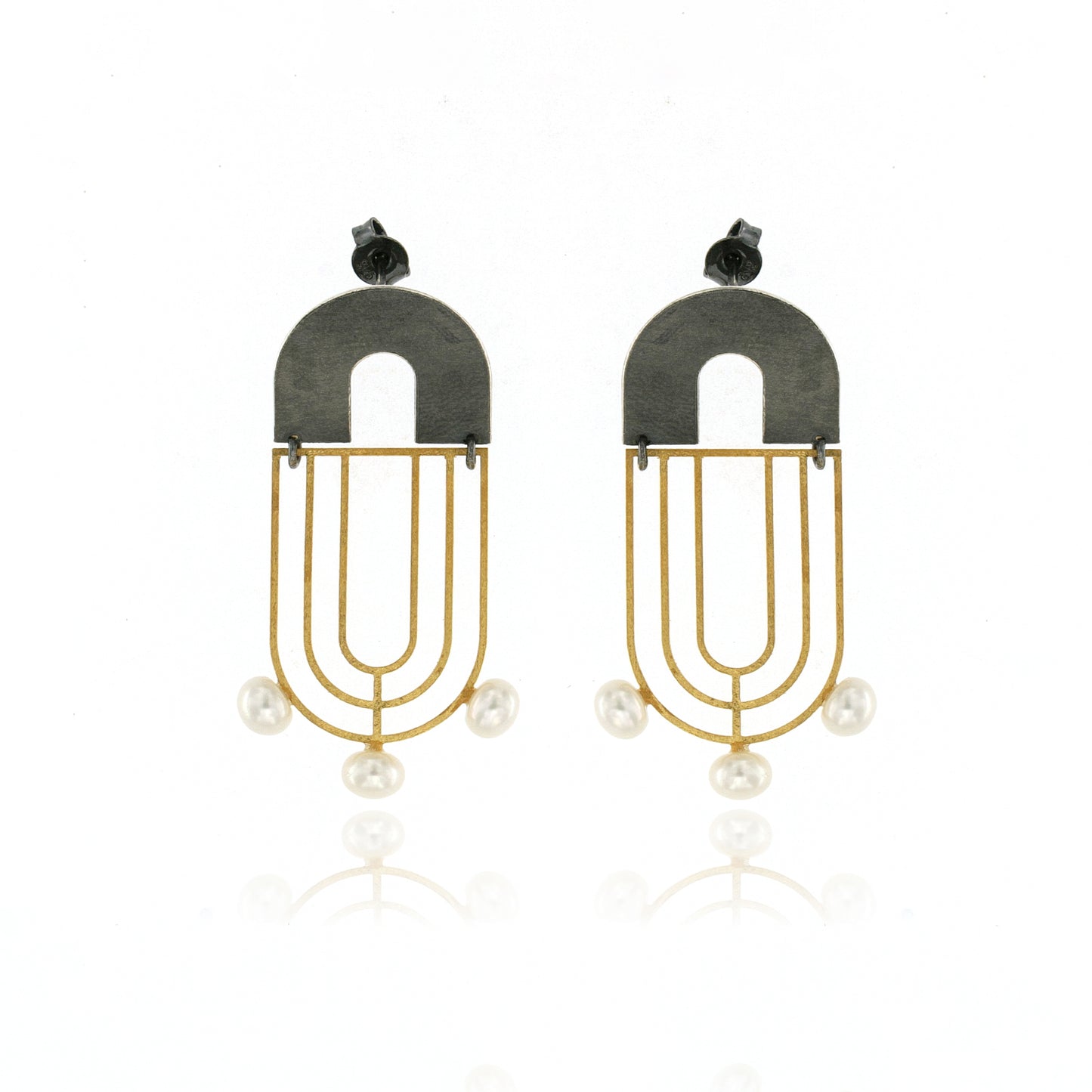 Mysterium Collection Black and Gold "Art Deco" Earrings