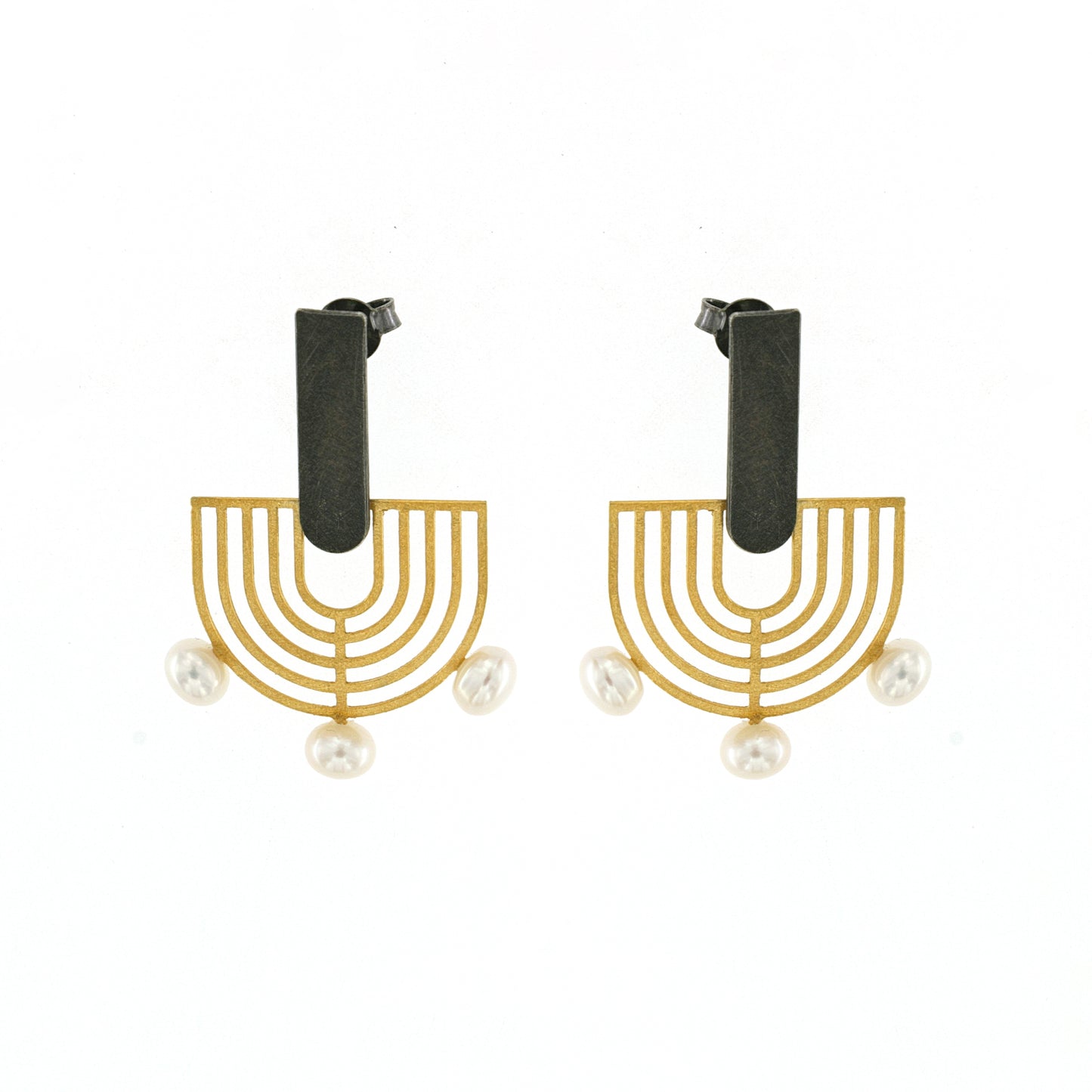 Mysterium Collection Black and Gold "Art Deco" Earrings