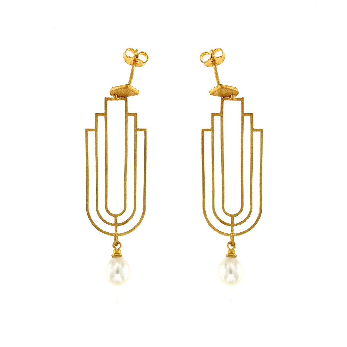 Mysterium Collection Gold & Pearl "Art Deco" Earrings