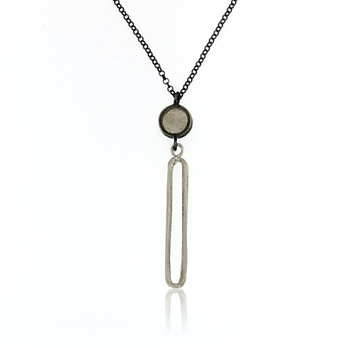 Mysterium Collection Sterling & Oxidized Oval & Dot Necklace