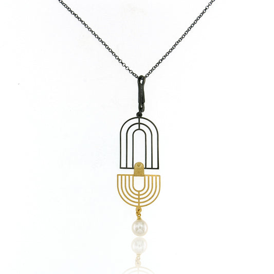 Mysterium Collection Black & Gold Pearl Necklace