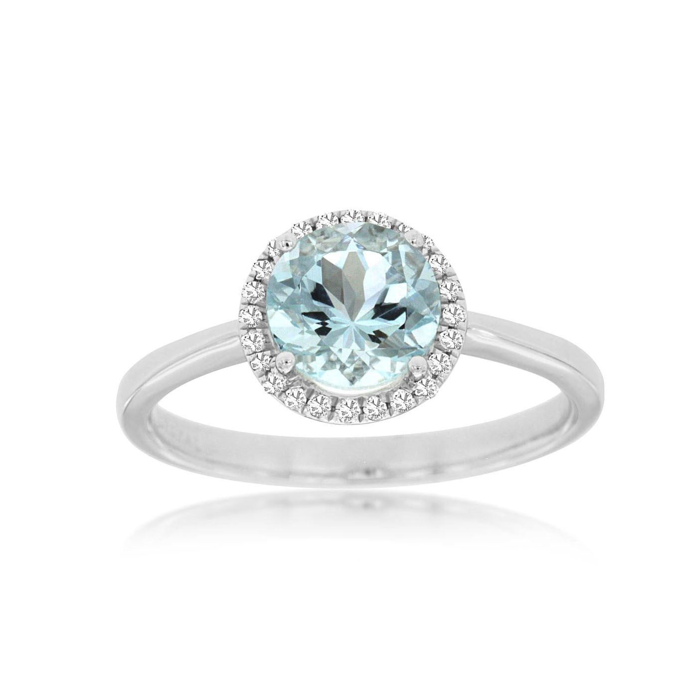 14K White Gold Aquamarine & Diamond Ring