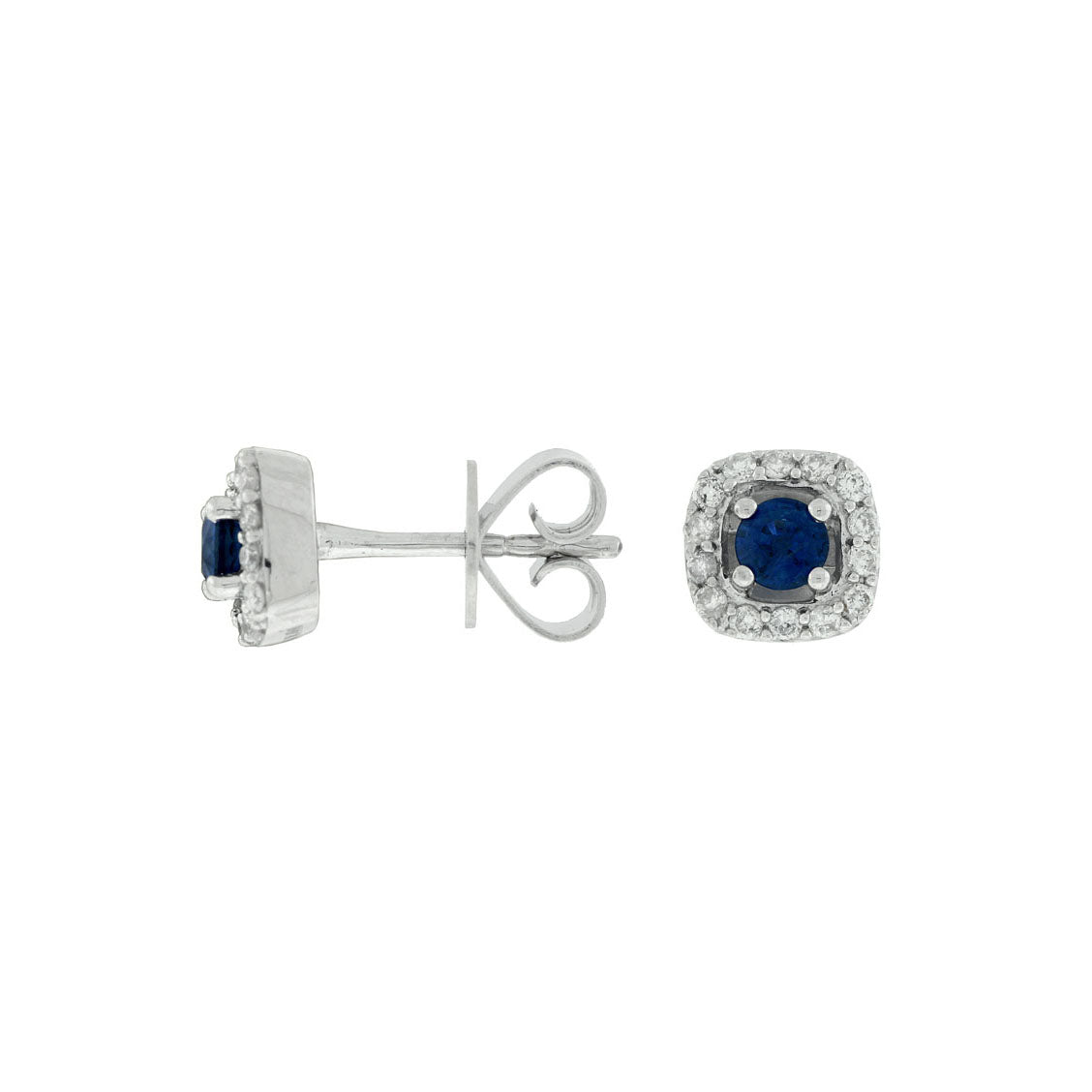 14K White Gold Sapphire & Diamond Post Earrings