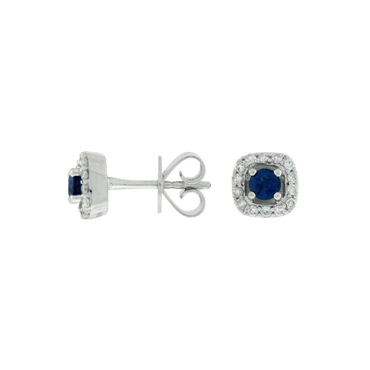 14K White Gold Sapphire & Diamond Post Earrings