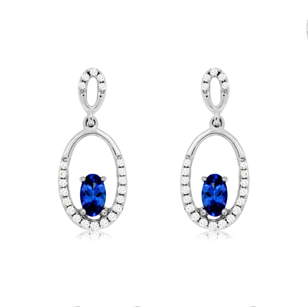 14K White Gold Tanzanite & Diamond Earrings