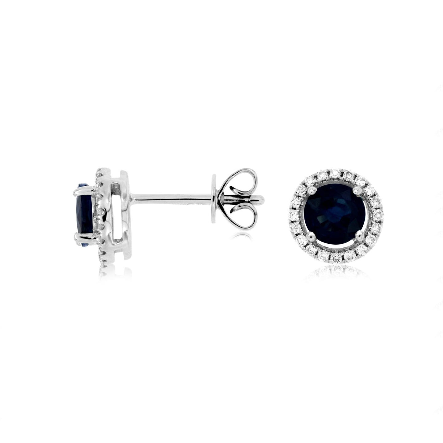 14K White Gold Sapphire & Diamond Post Earrings