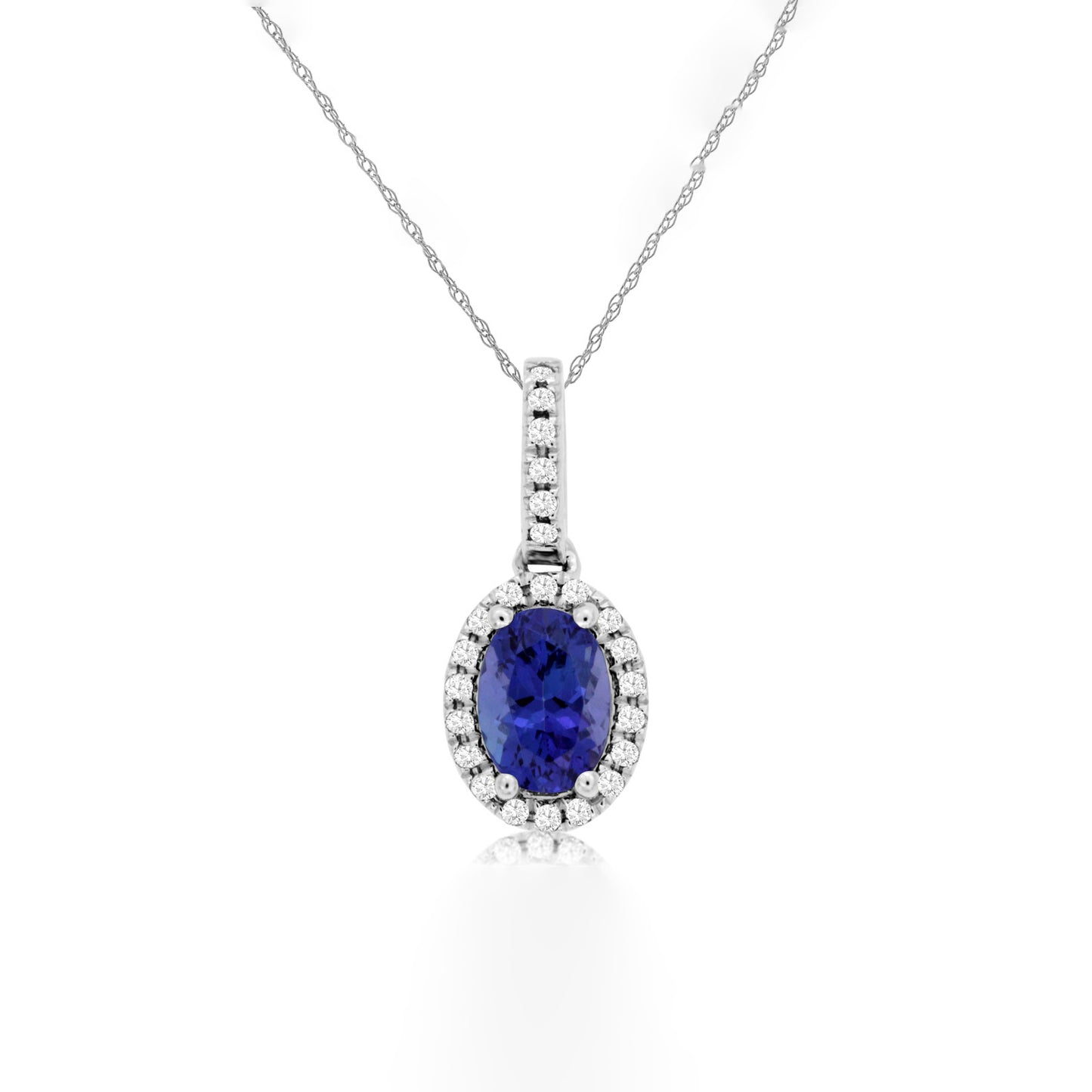 14K White Gold Tanzanite & Diamond Necklace