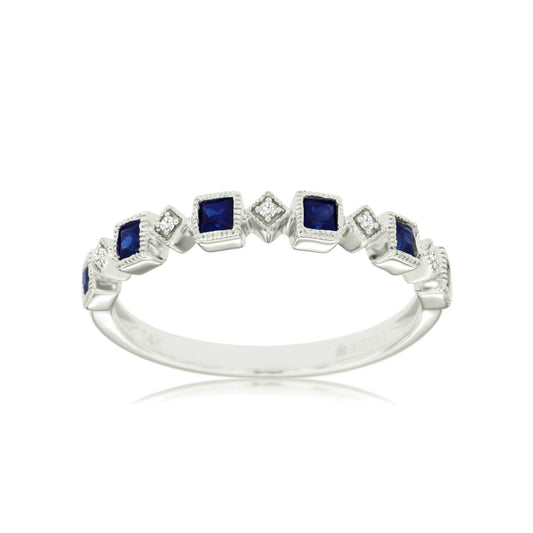 14K White Gold Sapphire and Diamond Ring
