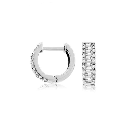 14K White Gold 0.40ctw Diamond Hoop Earrings