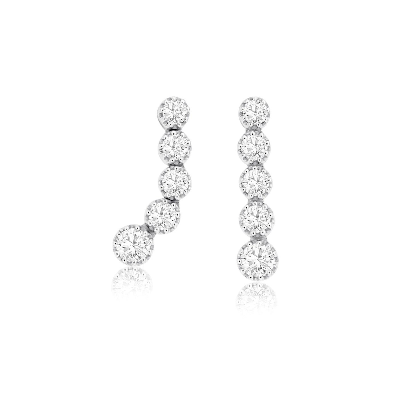 14K White Gold Articulated Diamond Earrings