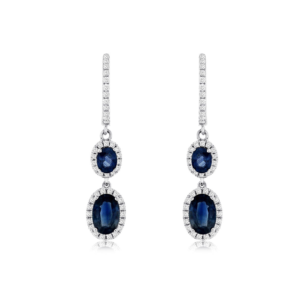 14K White Gold Sapphire & Diamond Earrings