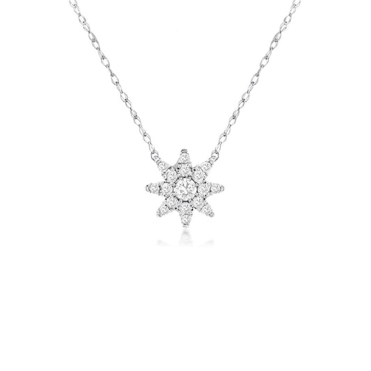 14K White Gold Diamond Star Pendant