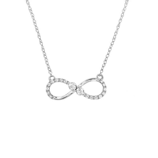 14K White Gold Diamond Infinity Necklace