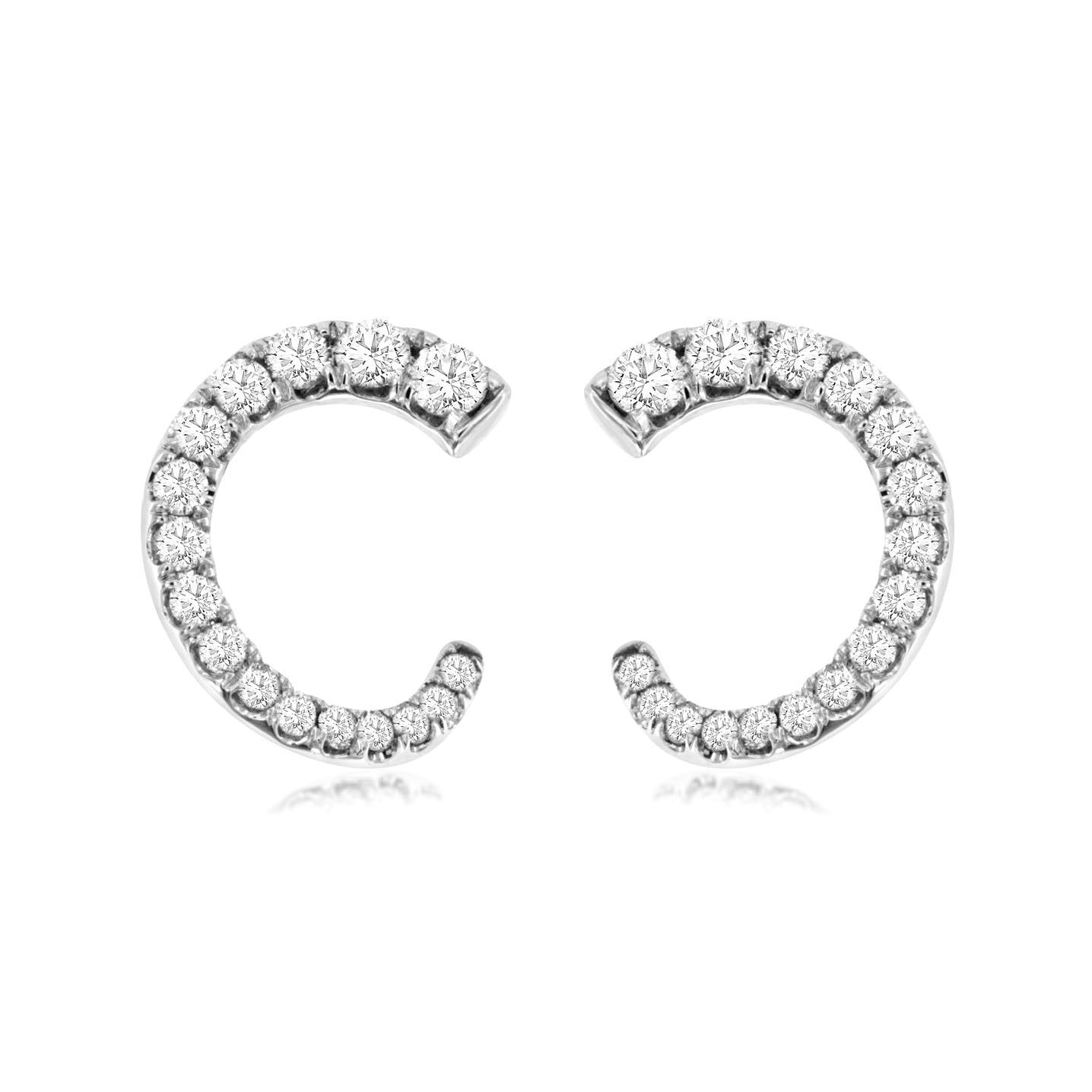 14K White Gold Open Diamond Hoop Earrings
