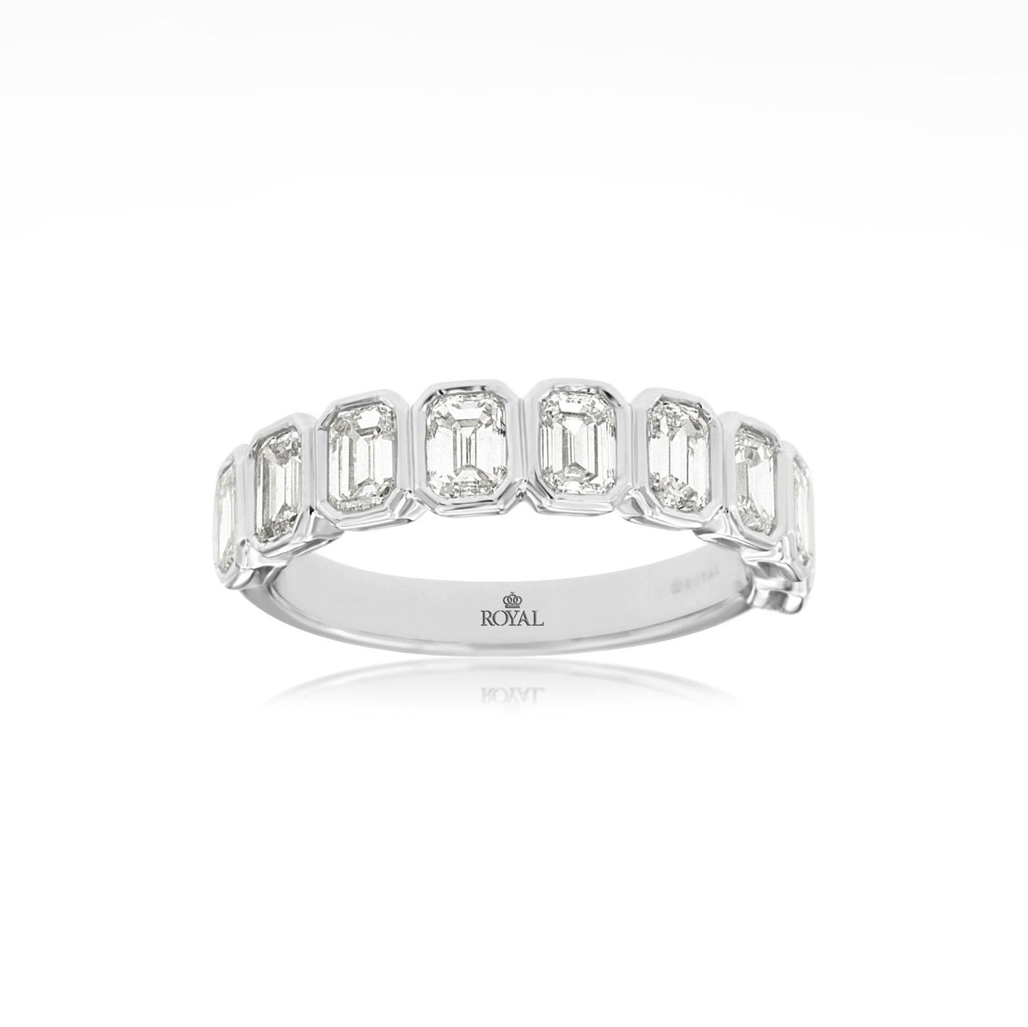 14K White Gold 1.77CT Emerald Cut Diamond Band