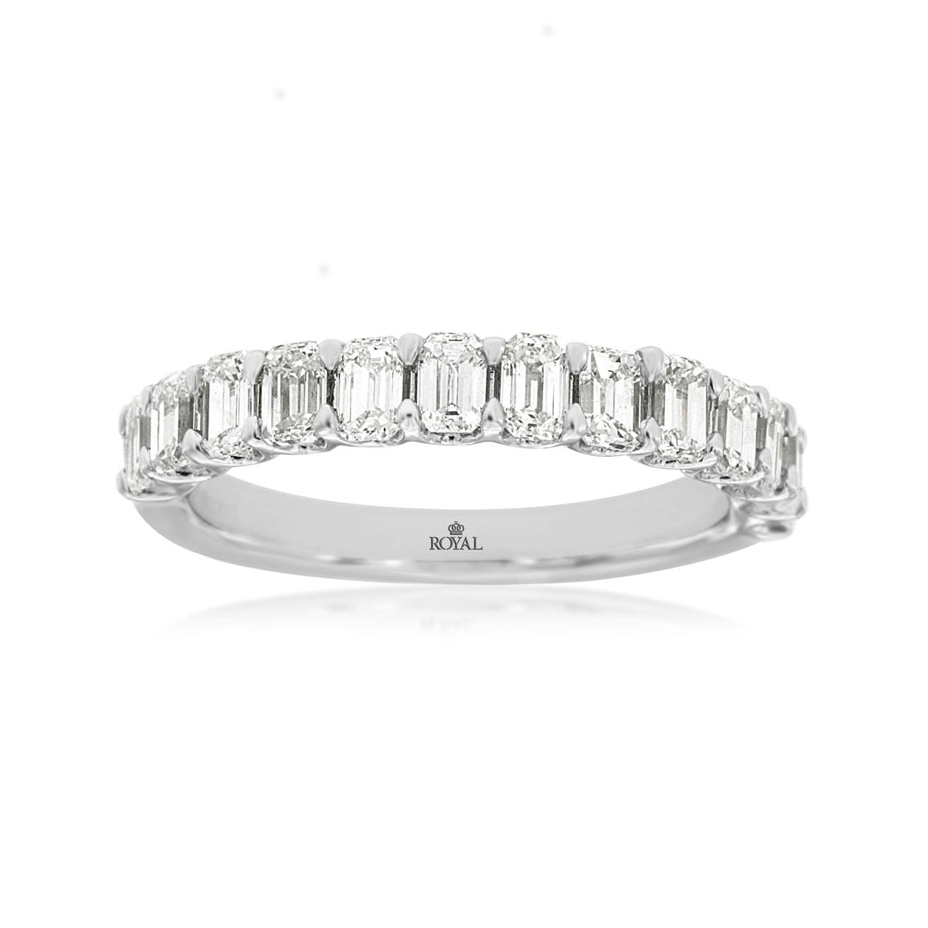 14K White Gold 1.35CT Emerald Cut Diamond Band