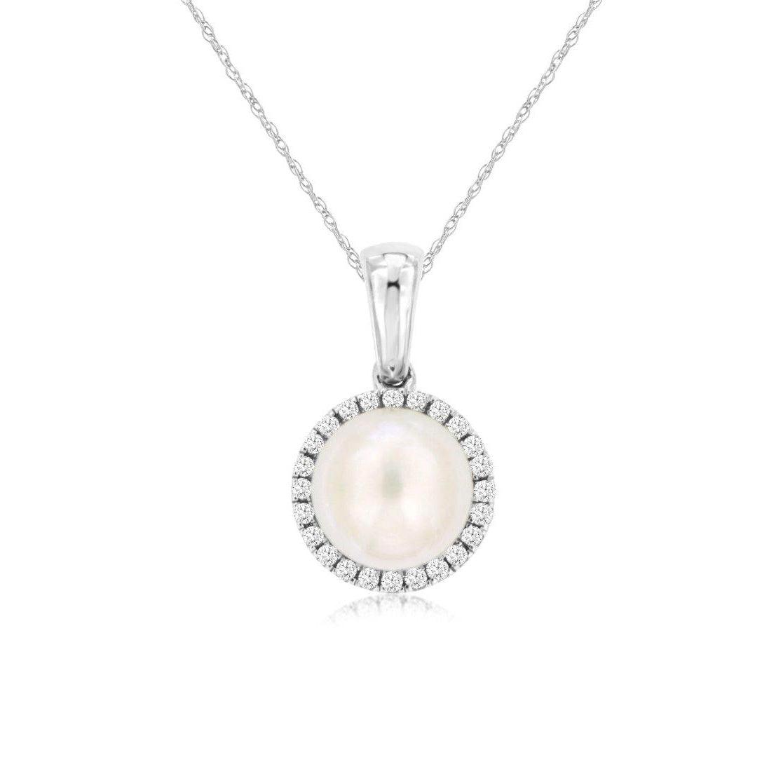 14K Pearl & Diamond Pendant