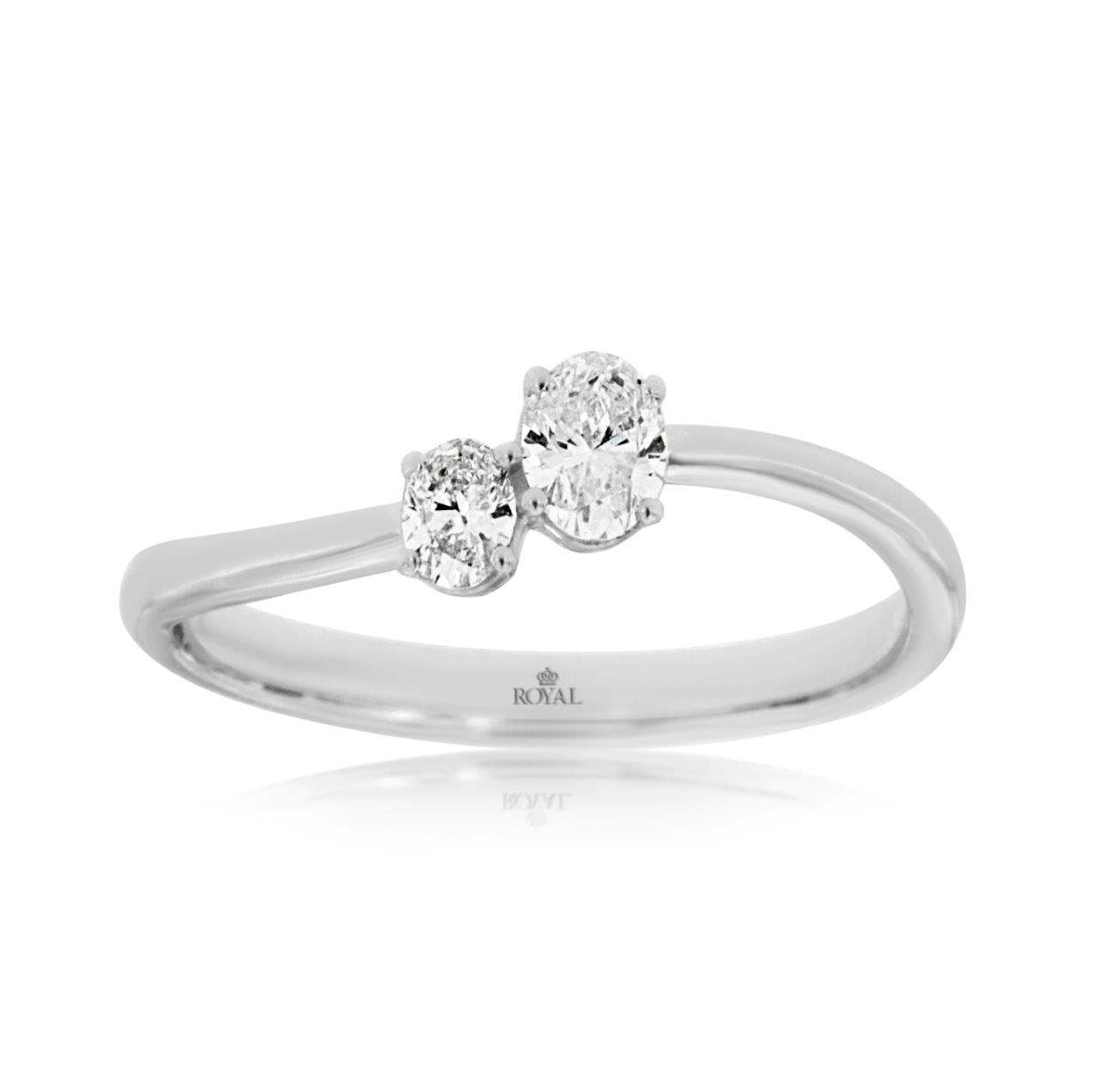 14K White Gold 2-Stone Oval Diamond Ring