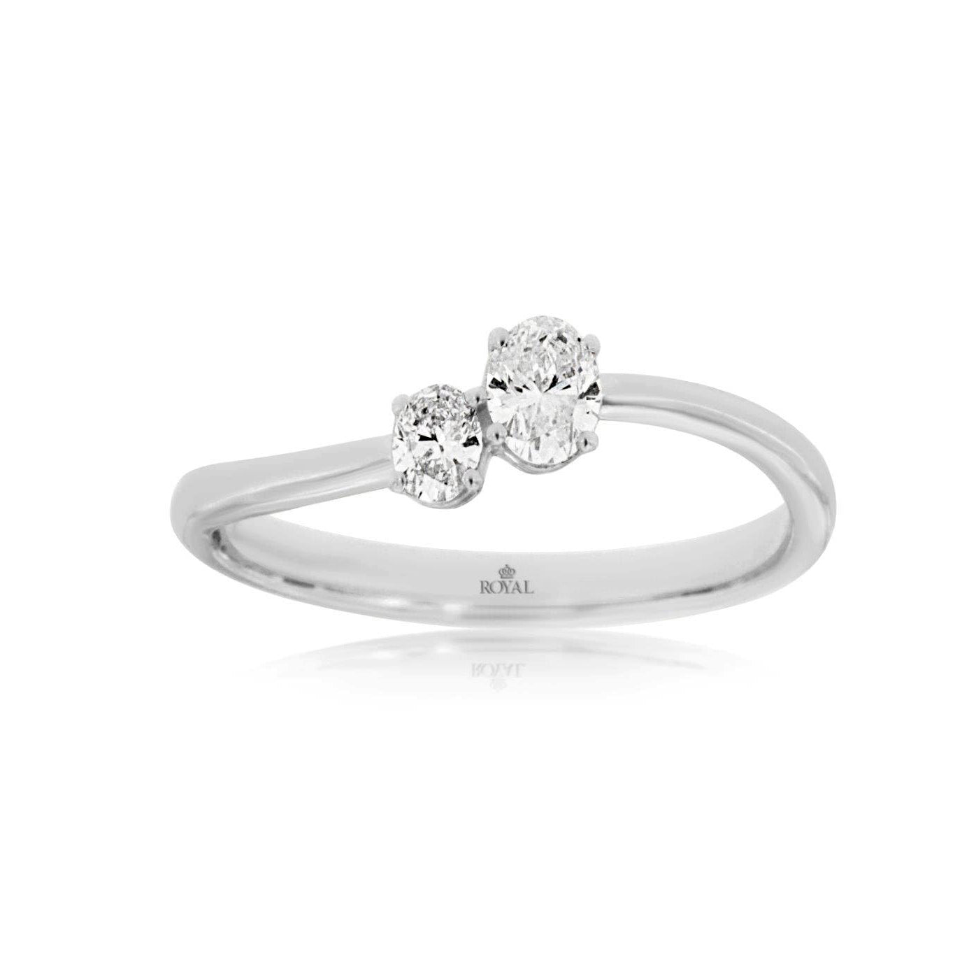 14K White Gold 2-Stone Oval Diamond Ring