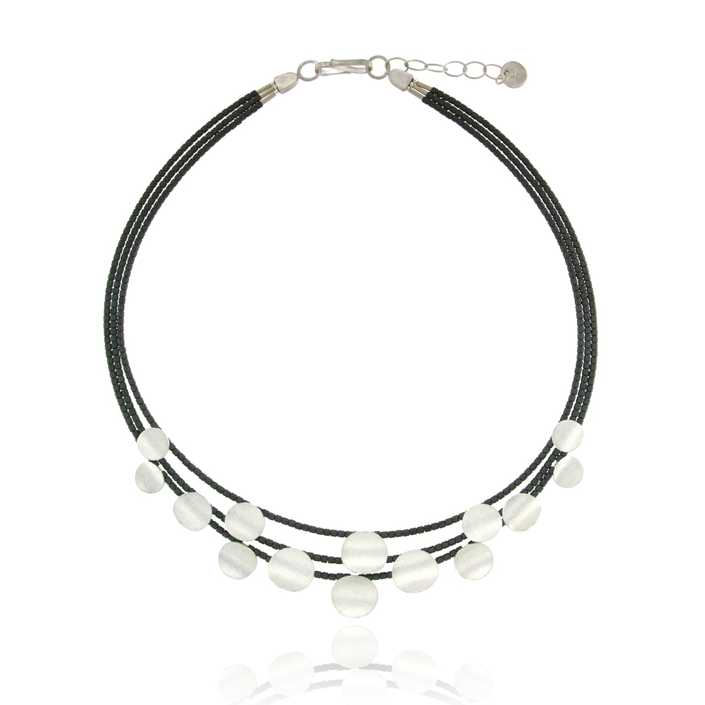 Mysterium Collection Curved Disc Hematite Necklace