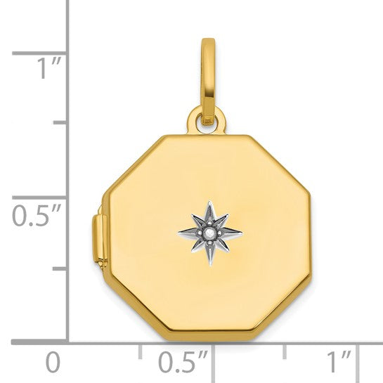 14K Gold Polished Octagon Locket