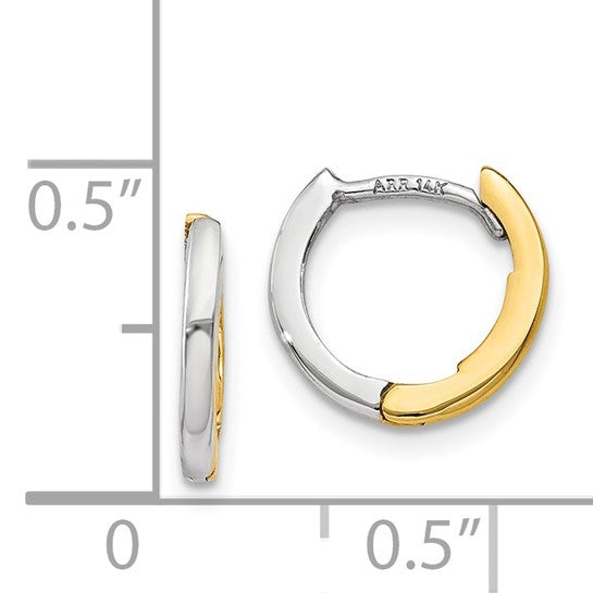 14k Gold 7mm Reversible Two-Tone Mini Hinged Hoops