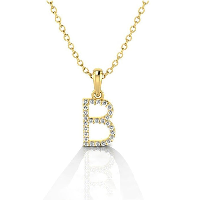 14K Yellow Gold Diamond Initial 'B' Necklace