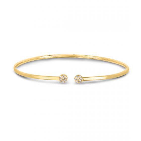 14K Gold Diamond Cluster Cuff Bangle