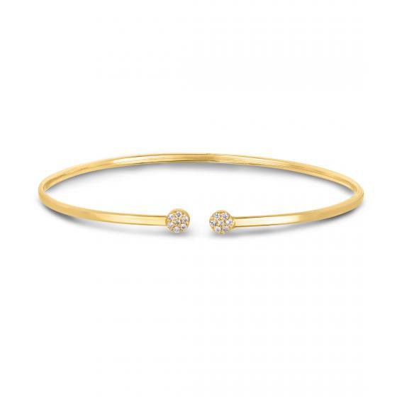 14K Gold Diamond Cluster Cuff Bangle