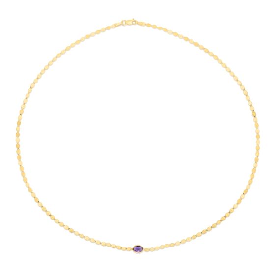 14K Yellow Gold Amethyst Mirrored Chain Necklace