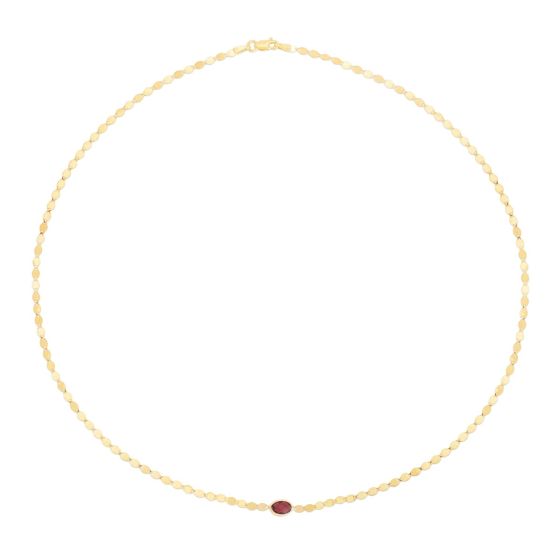 14K Yellow Gold Garnet Mirrored Chain Necklace