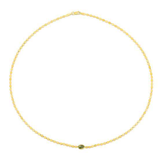 14K Yellow Gold Peridot Mirrored Chain Necklace