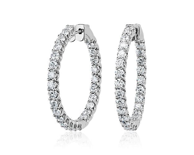 14k 7.52ct Round Diamond Hoop Earrings