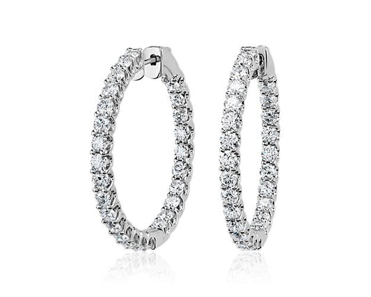 14k 7.52ct Round Diamond Hoop Earrings