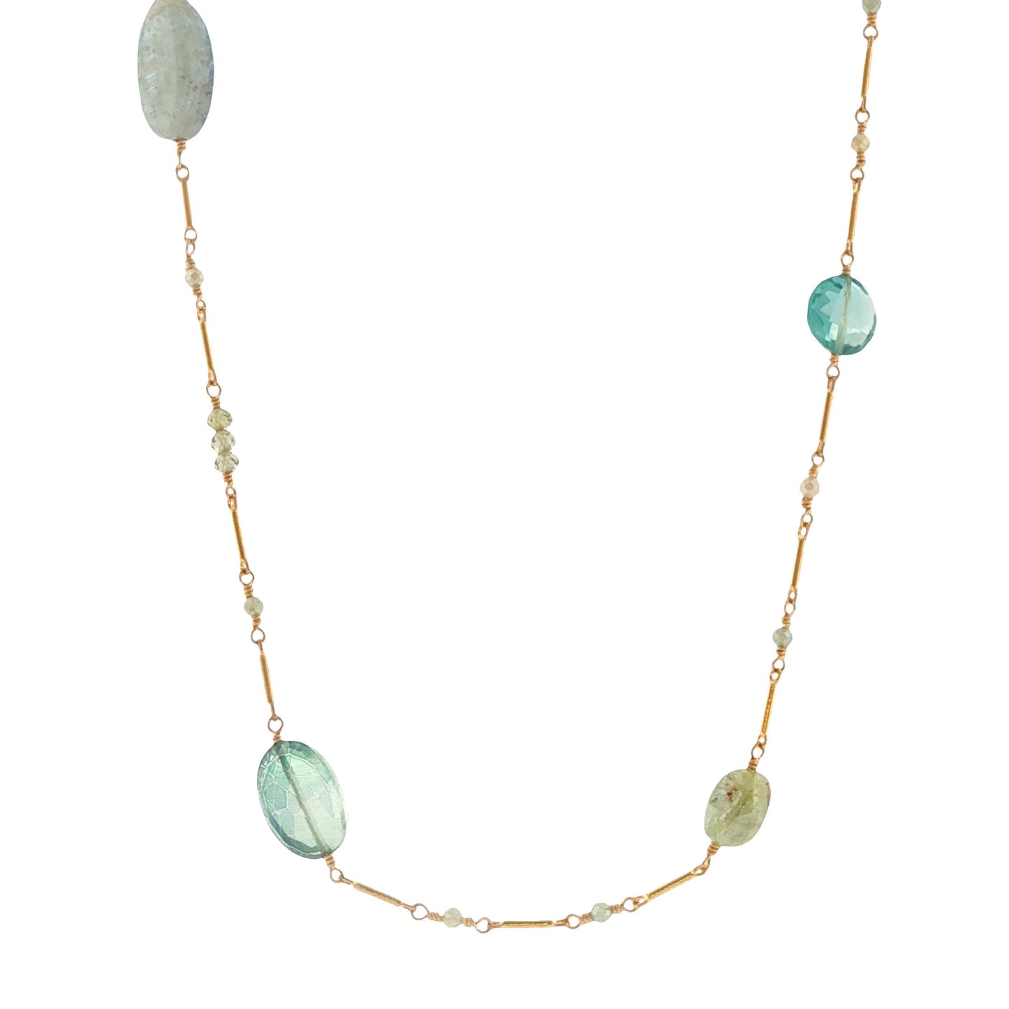 Dana Kellin Collection Long Green Onyx & Kyanite Necklace