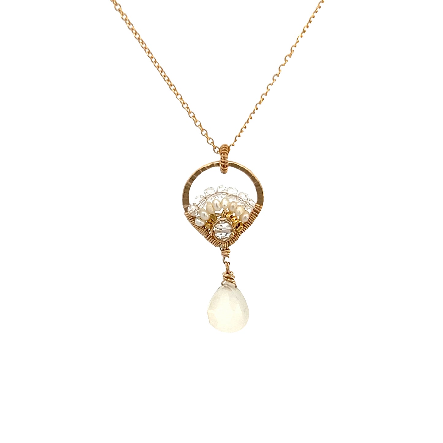 Dana Kellin Collection Pearls, Crystals & White Moonstone Necklace