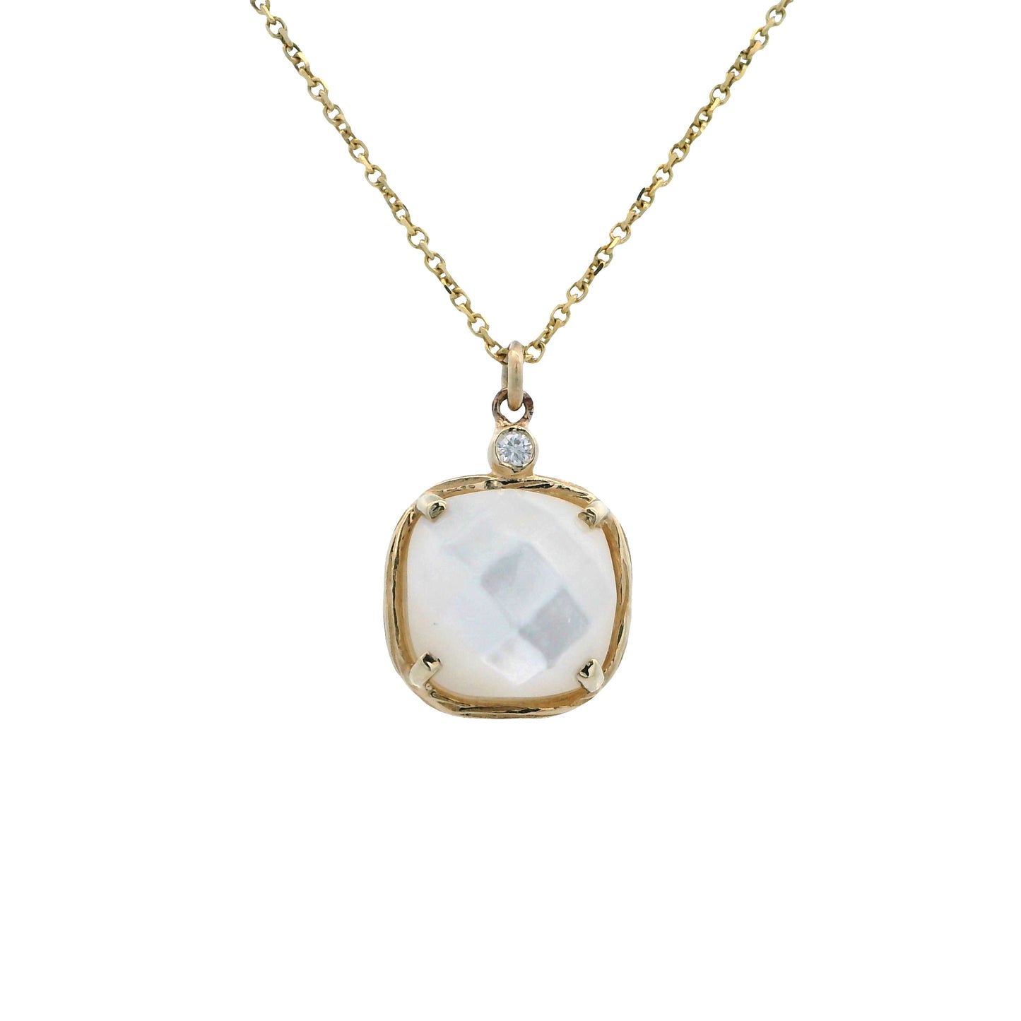 Riverbend Collection Yellow Gold Mother of Pearl Pendant (sm)