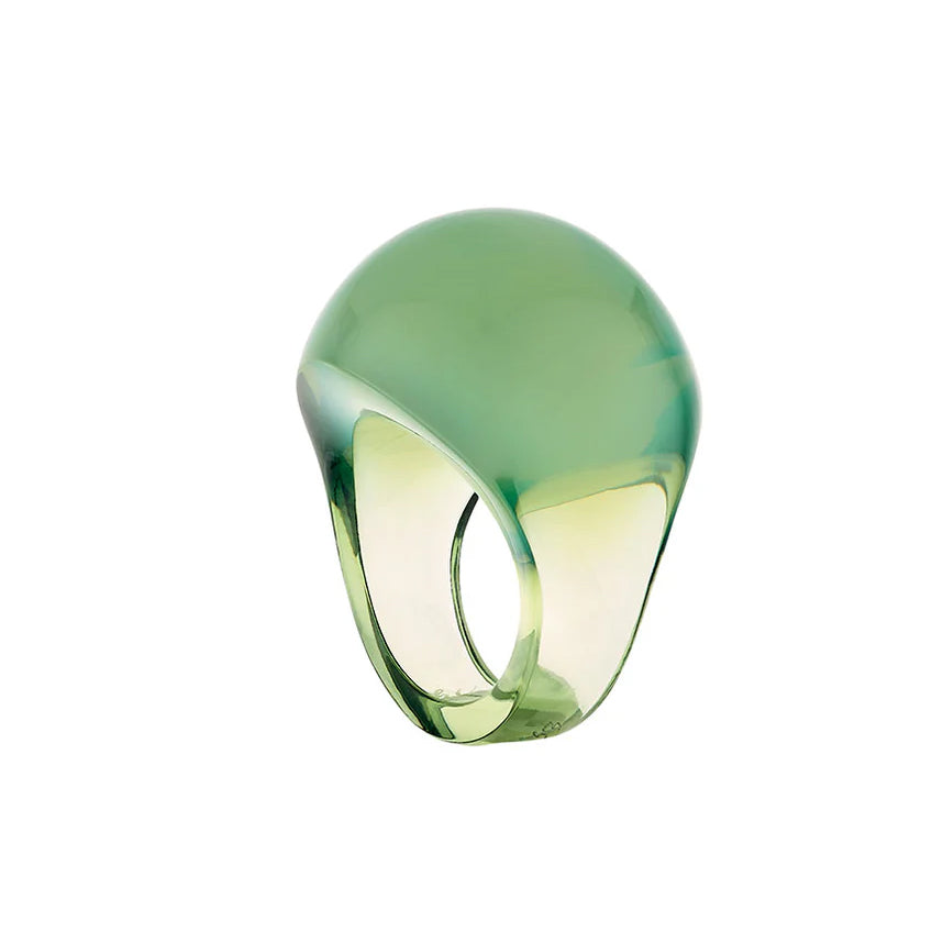 Vintage Lalique Antinea Green Cabochon Ring