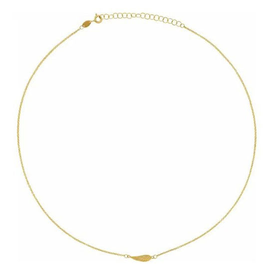 14K Yellow Gold Petite Angel Wing Necklace