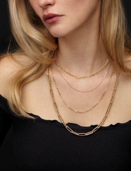 14K Yellow Gold 1.2mm 18" Paperclip Chain