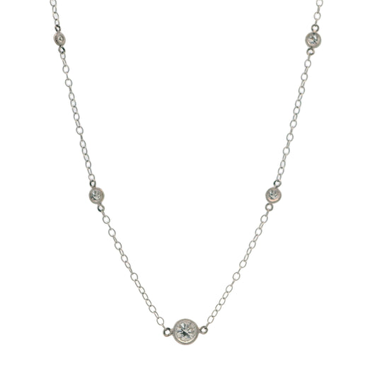 14K White Gold 0.46CT Diamond Stations Necklace