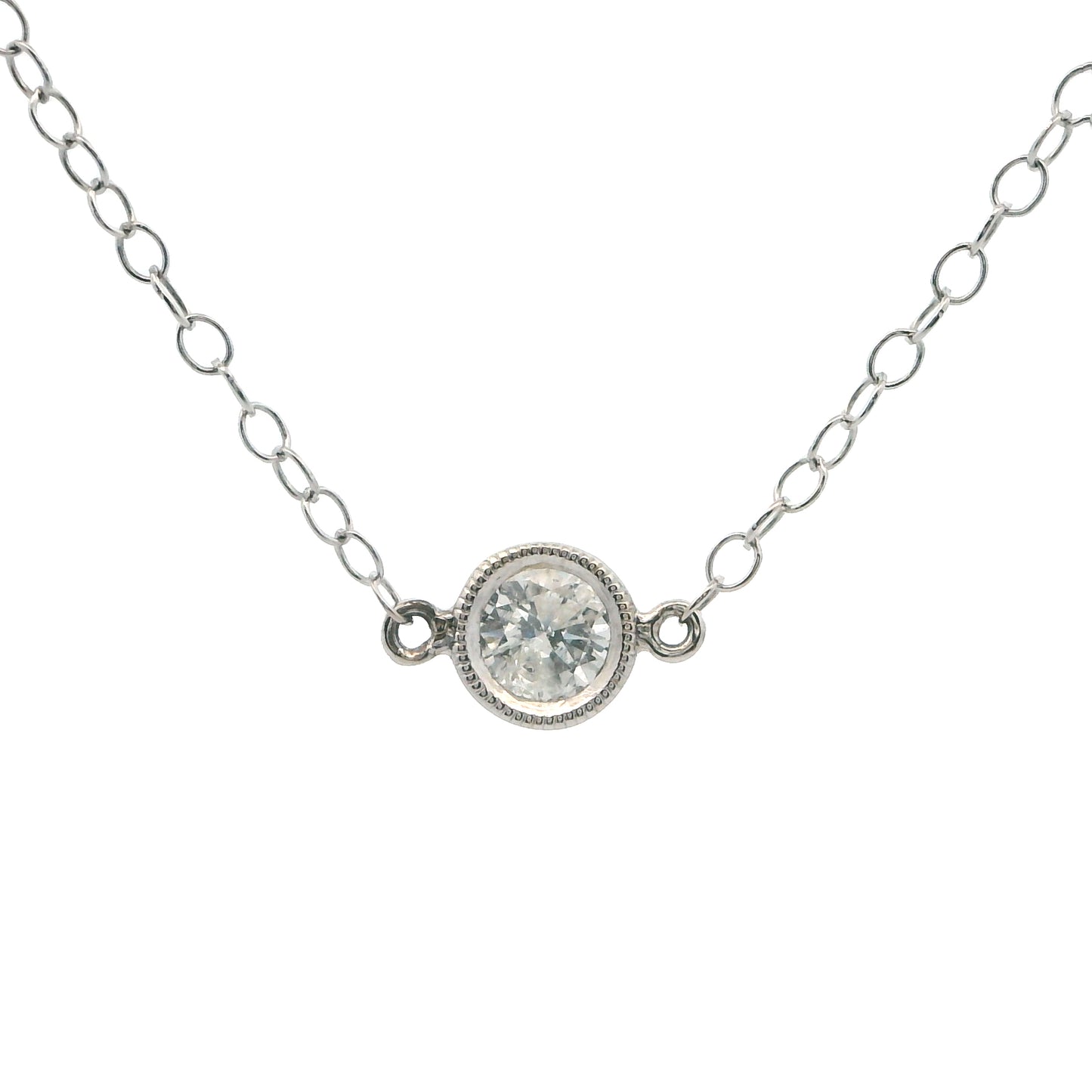 14K White Gold 0.46CT Diamond Stations Necklace