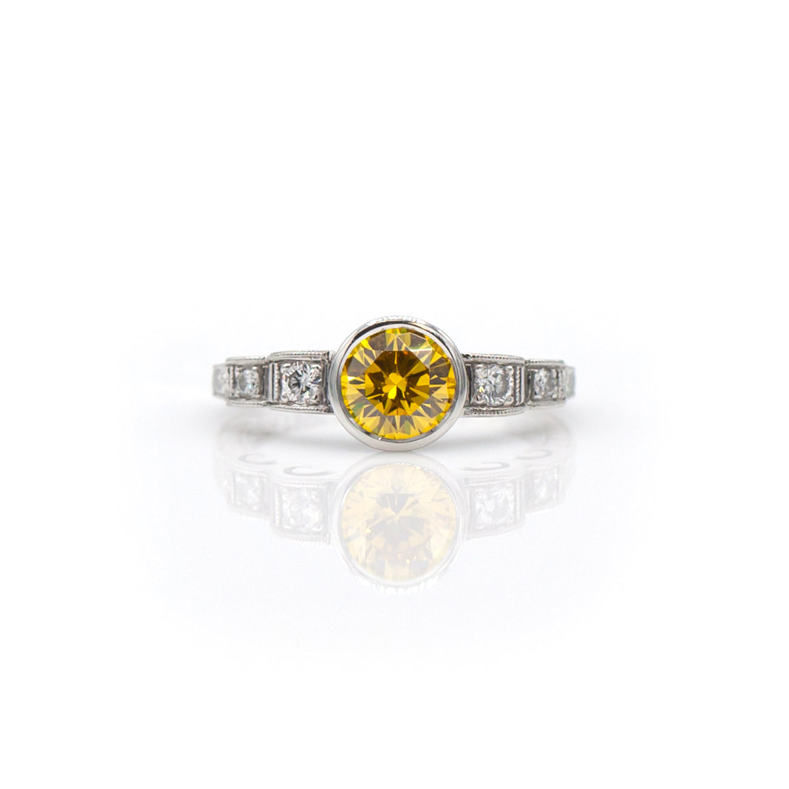 Tom Mathis Designs Platinum Canary Diamond Engagement Ring