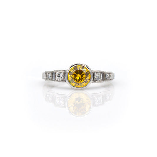 Tom Mathis Designs Platinum Canary Diamond Engagement Ring