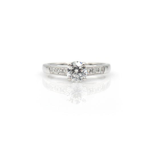 14K White Gold Cathedral Style Diamond Engagement Ring