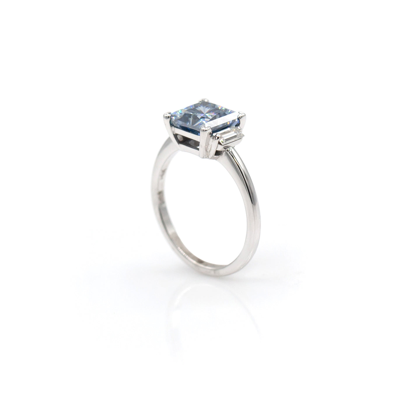 14K White Gold Blue Moissanite Ring